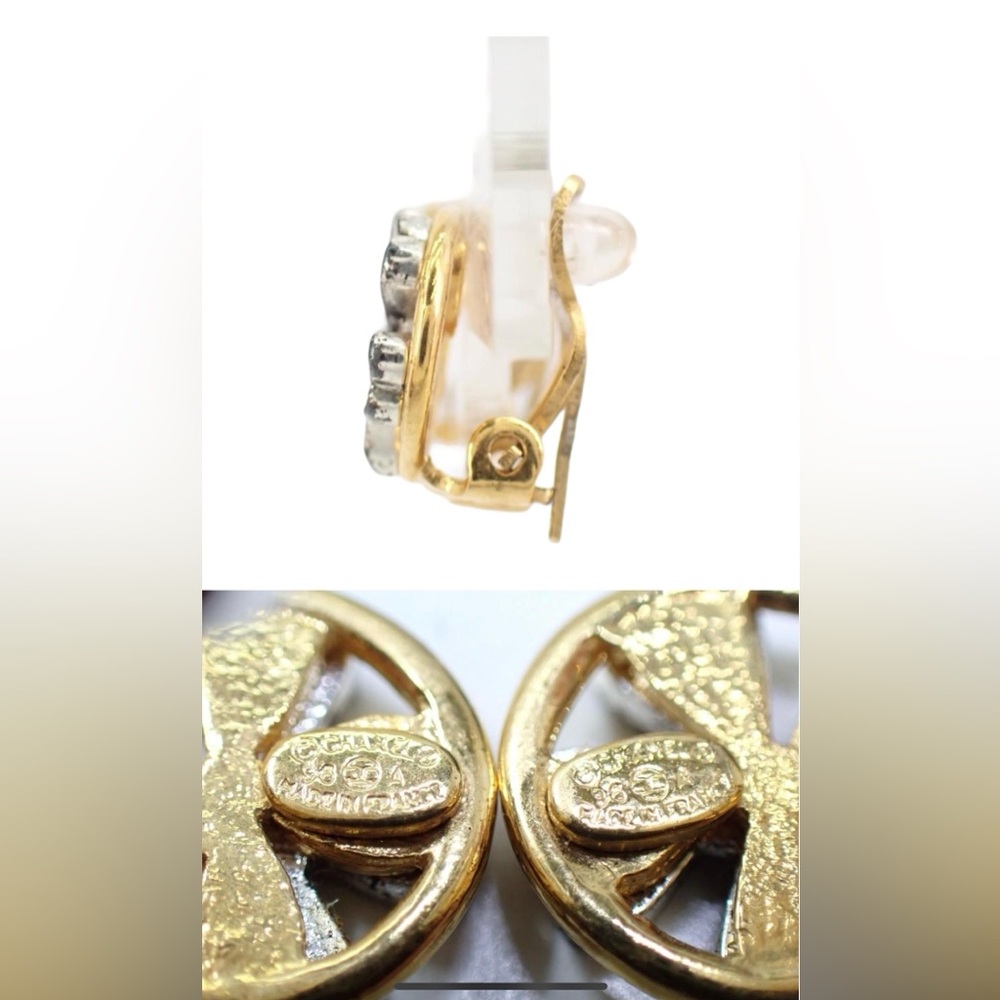 🍀 Chanel Vintage Two-toned Clip on earrings 🍀 - Picture 4 of 5